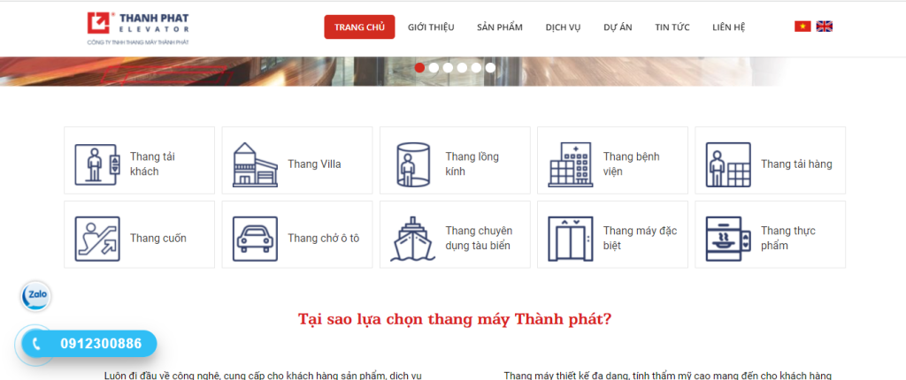 AN Media thiết kế & quản trị Website Công ty TNHH Thang máy Thành Phát