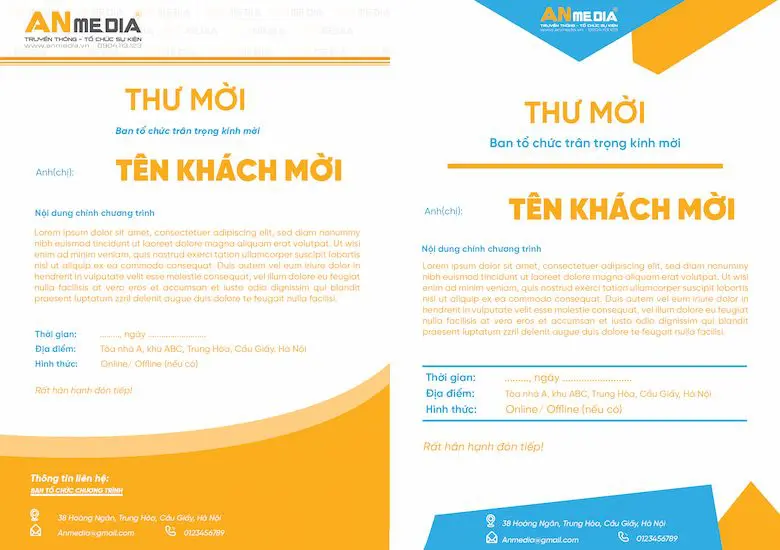 Thư mời mẫu trong kịch bản mắt sản phẩm mới cùng AN Media