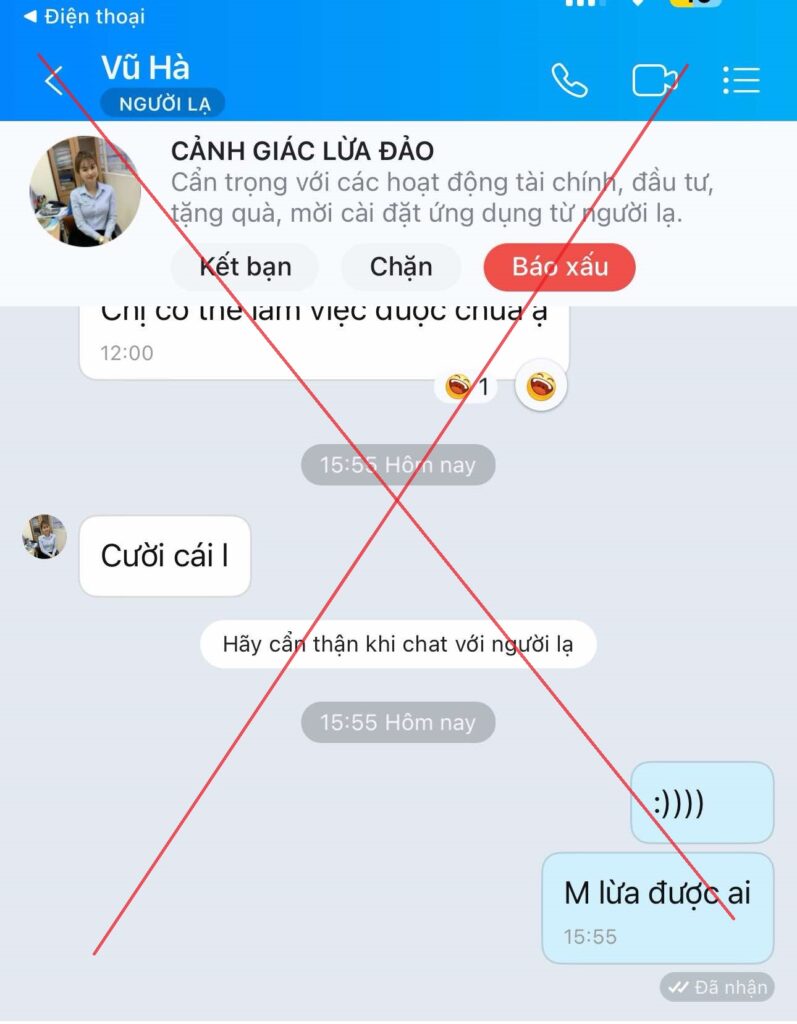 Zalo đối tượng lừa đảo