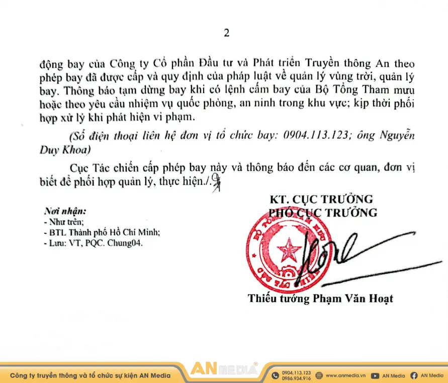 Giấy phép bay flycam cấp cho AN Media - trang 2