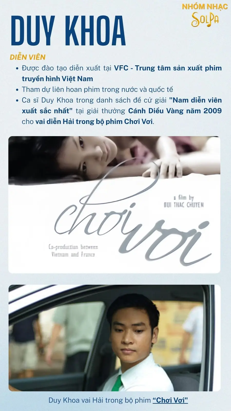 Profile ca sĩ Duy Khoa với vai trò diễn viên