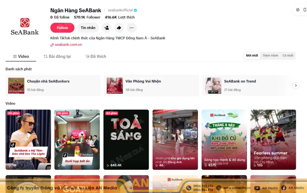 Kênh Tiktok của Ngân hàng SeaBank 