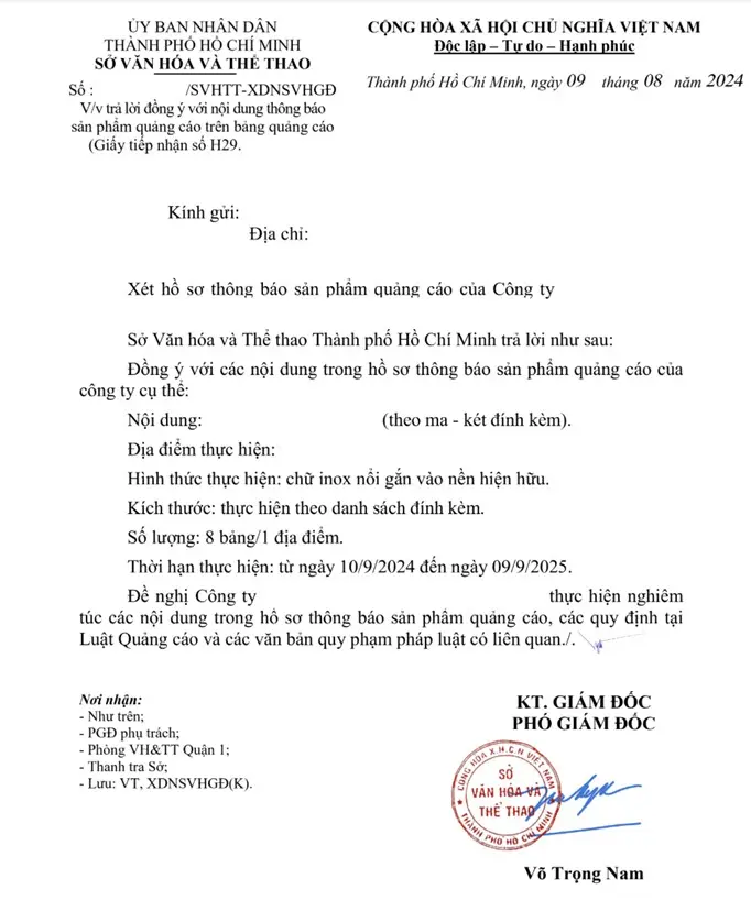 Mẫu đơn xin phép chạy Roadshow